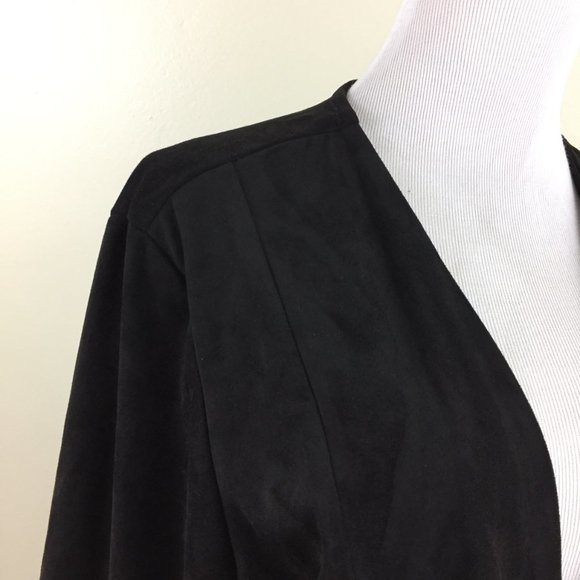 NWT STEFANO COCCI Black Faux Zippered Pockets Long Sleeve Open Front Jacket - Picture 6 of 8
